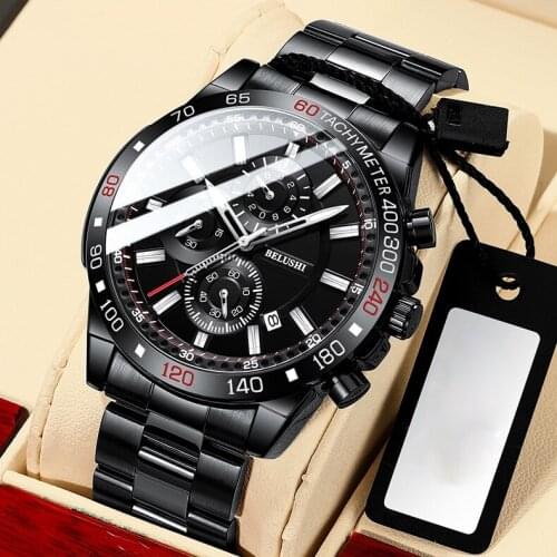 Mr Luo Shi new multi-function men business solid strap watches mens watch fashion luminous watches