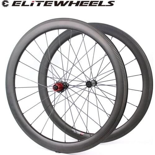ELITEWHEELS Road Bicycle Carbon Wheels 700c Tubeless Clincher Tubular Bike Wheelset Cycling Taiwan Chosen 7387 Straight Pull Hub