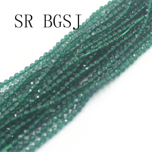 Free Shipping 2mm Faceted Green Jades Gems Stone Spacer Bail Seed Small Round Beads Strand 15"