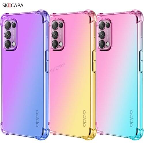 Gradient Translucent Case For OPPO Find X3 Pro X2 Neo Lite Airbag Corners Shockproof Soft Cover For OPPO Reno 5 Pro Plus 5G Case