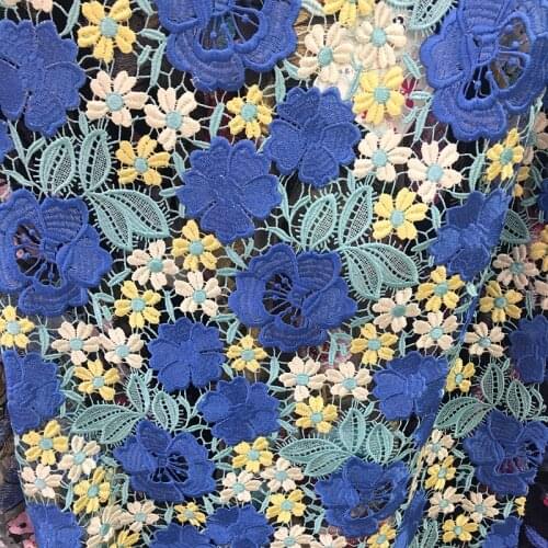 GLace 1Y/Lot flower encryption embroidery cotton line patchwork mesh fabric for women dress wedding accessories TX1113