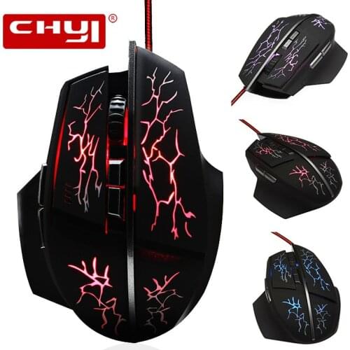 CHYI Gaming Computer Mouse Ergonomic Optical Gamer Mause Wired 1600 DPI Usb Bloody 7 Button PC Mice With LED Backlit For Laptop