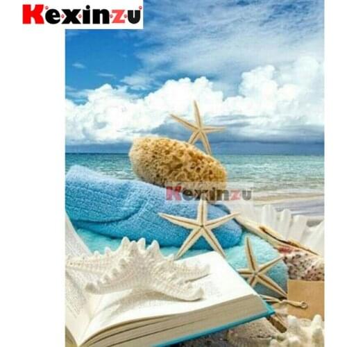 Kexinzu 5D DIY Full Square/Round Drill Diamond Painting "Starfish book" Embroidery Mosaic Cross Stitch Stickers Decor Gift X8460