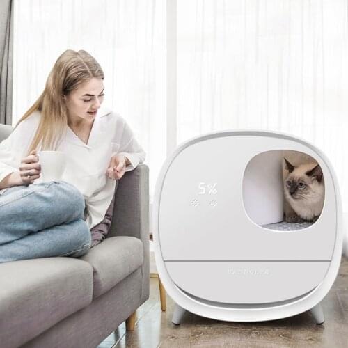 Intelligent deodorant cat bedpan closed drawer cat toilet extra large anti-spatter pedal channel bacteriostatic cat litter box