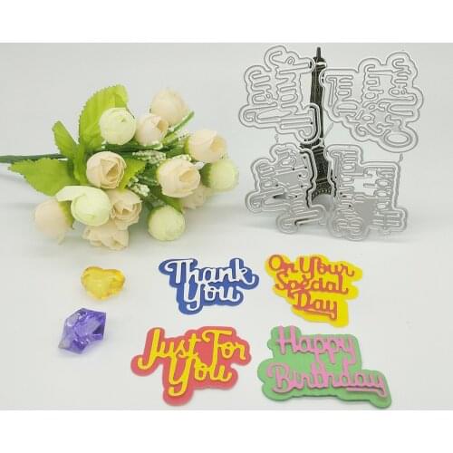 Metal Cutting Mould Happy Birthday Just for you An important day Thank you 4 blessing phrases Mould, Scrapbook DIY Craft
