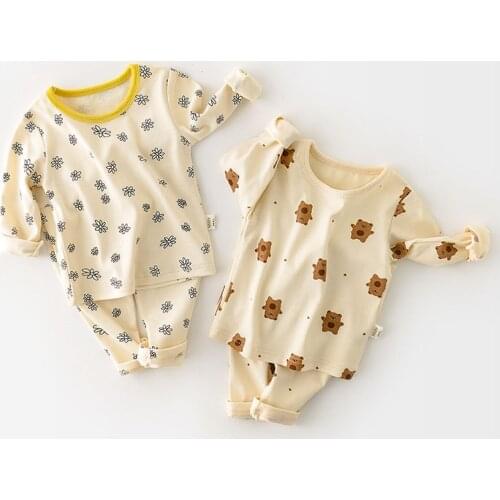 MILANCEL 2021 Autumn New Baby Sleeper Wear Bear Suit Little Daisy Girls Pajama Set Cartoon Indoor Sleep Set