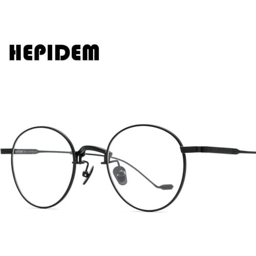 HEPIDEM Alloy Eyeglasses Frame Women 2020 New Korean Brand Design Men Eyewear Round Metal Spectacles Clear Glasses 5021