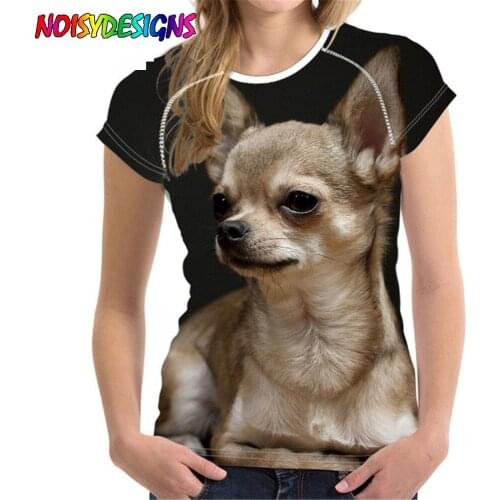 NOISYDESIGNS Kawaii Chihuahua Female T Shirt for Women Summer Top Tees Shirt Dog Short Sleeve Tshirt Woman T-shirt Girls Shirts