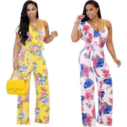 New Summer 2018 Sexy Women Bohemia Dress Long Pants Solid Rompers Womens One Shoulder Flouncing One Piece Bodysuit Dress