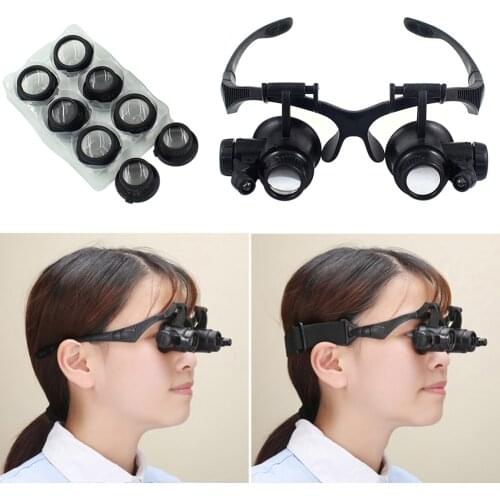 Portable Lens Observation Magnifying Headband Eyewear Head Wearing Magnifier Glasses with LED Observation Headband