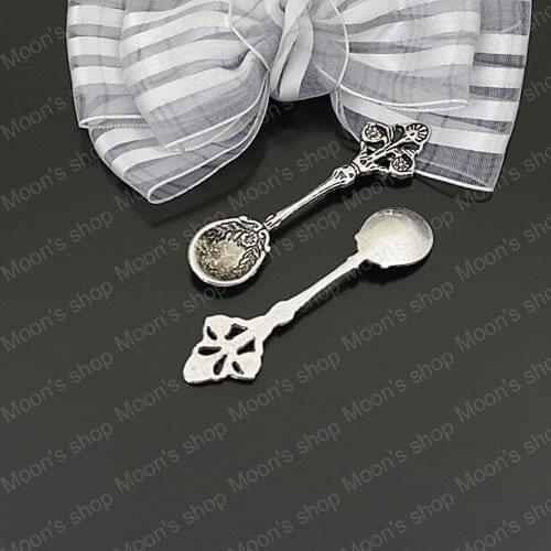 Wholesale Antique Silver color 60*14mm Spoon Alloy Charms Pendants DIY Fashion Jewelry Findings Accessories 10 pieces (JM2205)