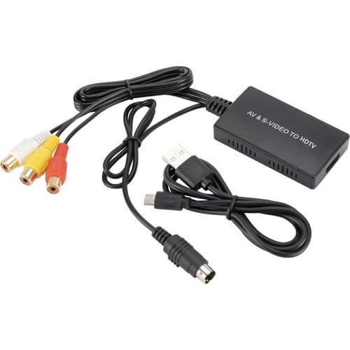 Svideo to HDMI-compatible Converter S-Video and 3RCA CVBS Composite to Audio Video Converter Support 1080P/720P For PC Laptop PS