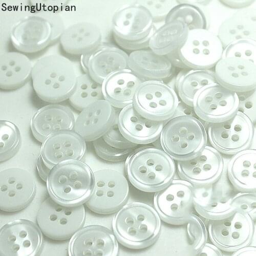 100PCS White Color 4holes Buttons Shirt Buttons Apparel Supplies Sewing 11MM Sewing Button Accessories Resin Shirt Button