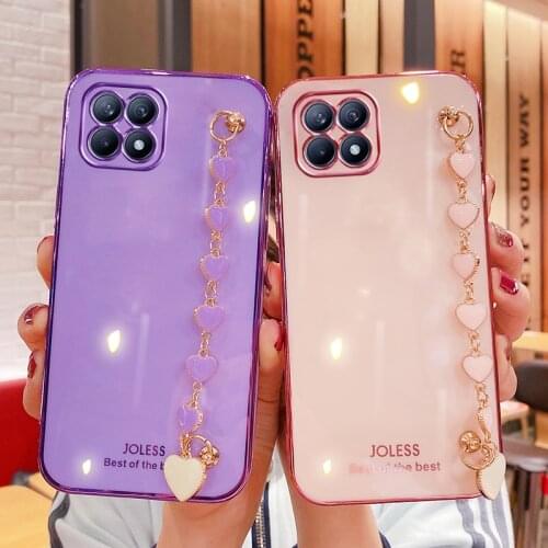 Luxury Plating Love heart Bracelet Case For OPPO A9 A5 A31 A53 2020 A92S A52 A3S A5S A15 A55 A91 Realme XT 5 7i 6 Pro Reno 2Z