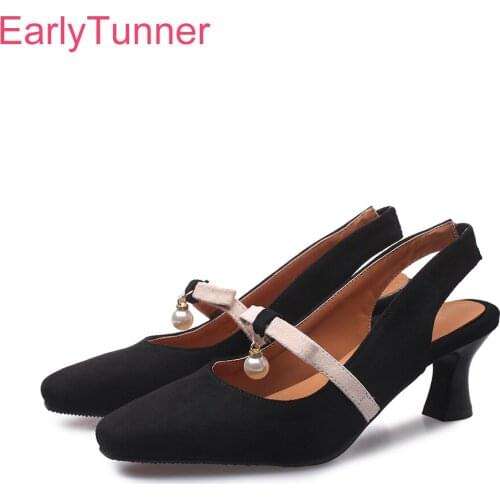 Summer Brand New Comfortable Black Pink Women Sandals High Heel Lady Slingback Shoes SA217 Plus Big Small Size 10 28 43 46