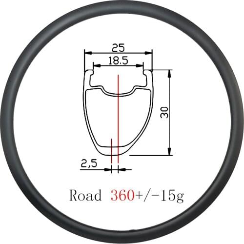 Light road bike 360g Asymmetry clincher tubeless 700c disc carbon rims 30x25mm UD 3K Twill 30mm deep 20 24 28H road disc wheels