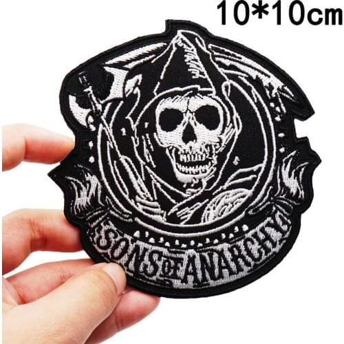 SOA SON OF ANARCHY RIDER Embroidered iron on backing punk biker Patches