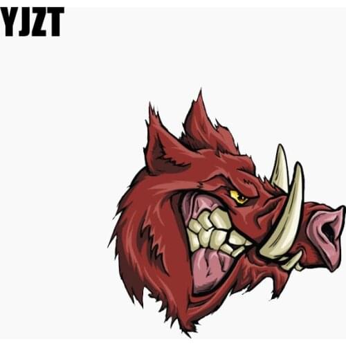 YJZT 10.6CM*11.1CM Angry Brown Boar The Tail Of The Car Reflective Car Sticker Decal C1-7762