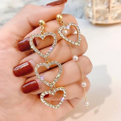 Womens Long Tassel Earrings Luxury Crystal Pearl Pendant Earrings 2021 Fashion Womens Jewelry Bride Wedding Party