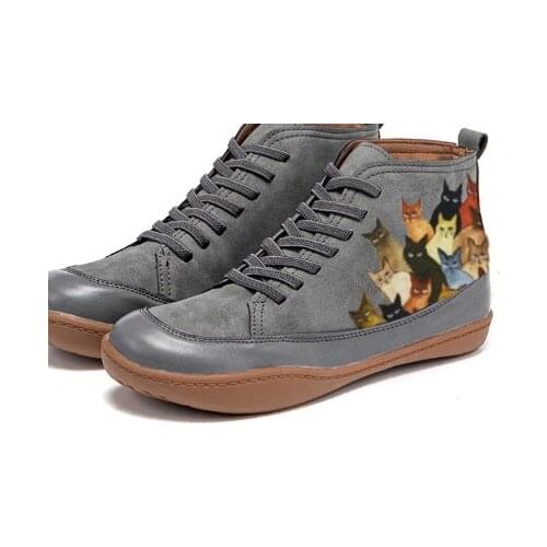 Women Winter Snow Boots PU Leather Ankle Boots Spring Flat Shoes Woman Short Brown Botas with Fur for Women Lace Up Botas Mujer