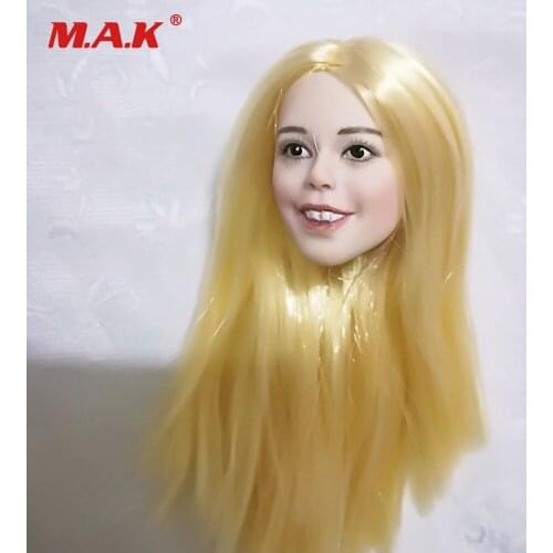 1/6 Scale Happy Little Princess Female Straight Hair Head Carving Head Sculpt for 12 Inches Pale Action Figure Body Toys