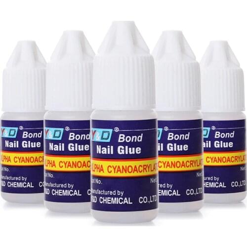 1/5/10Pcs/Set 3g Nail Glue Curved Straight Glitters Stainless Steel Chameleon Tweezer Acrylic Tips AdhesiveTool Fast Drying Glue