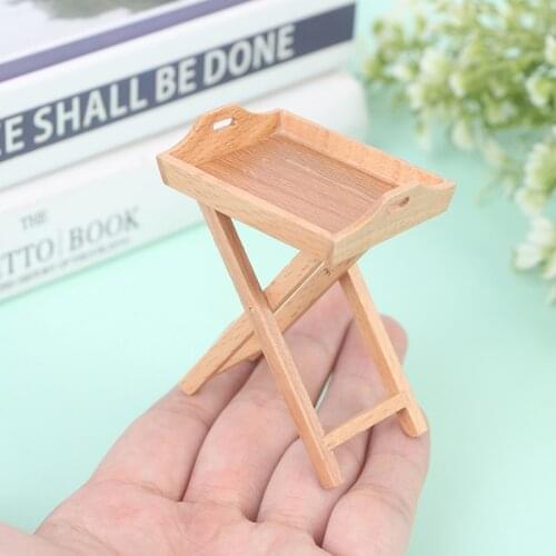 1 Pc Multi-style 1:12 Dollhouse Miniature Wooden Tray Food Coffee Drinking Table Shelf Doll Toy Kitchen Accessories