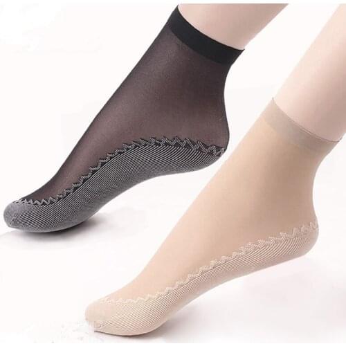 10/15/20Pair Summer Sexy Ultrathin Tranparent Socks for Women Elastic Wear-Resistant Moisture Wicking Slip-Resistant Short Socks