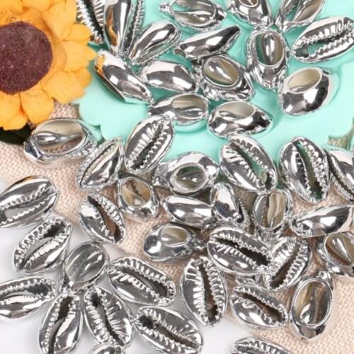 10 Pcs Natural Silve Beach Shell Beads For Jewelry Making 10-20mm Oval Shape Beads Diy Charm Necklace Bracelet Accessory