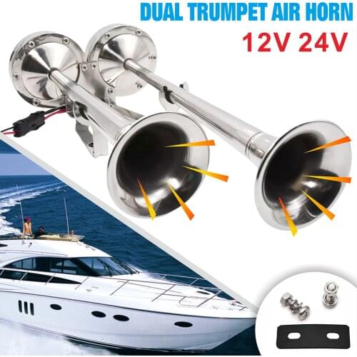 2PCS 12V/24V Loud Car Air Horn Universal Auto Train Truck Boat Electric Dual Air Horn Signal Trumpet Super Loud No Compressor