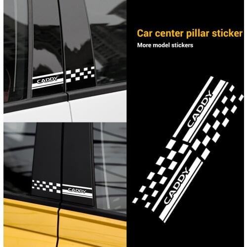 2PCS Auto Window B Pillar Body Decor Stickers for Volkswagen VW Golf 4 Motion Caddy Passat Tiguan TSI R32 MTM Blue Motion Polo