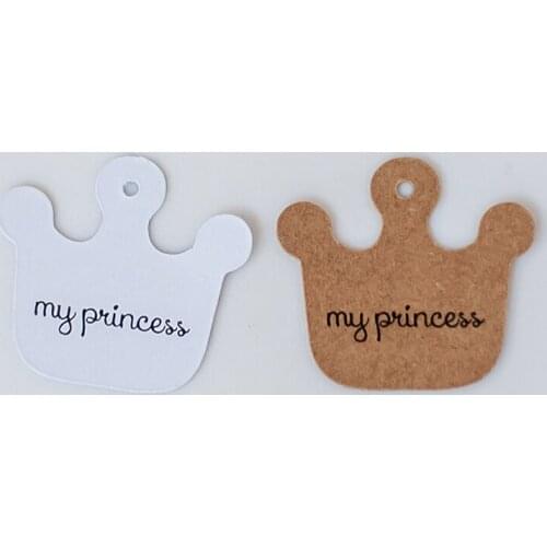 200 pcs 29.85x33mm Kraft/White Crown ,Princess Label paper label Greetings Thank you Tags Personalized Tag Label Customization