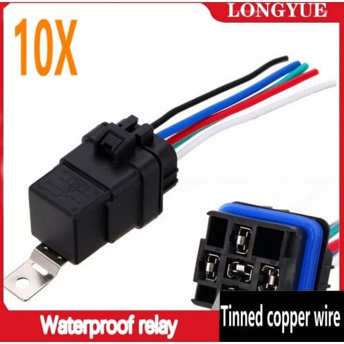40/30AMP DC Waterproof Relay with Wiring Harness,Tinned Copper Wire for Bosch Style Automotive Relay