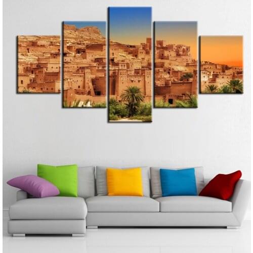 5 Panels Morocco ksar Canvas Painting Ait Ben Haddou Wall Art Prints Home Decor Picture For Living Room