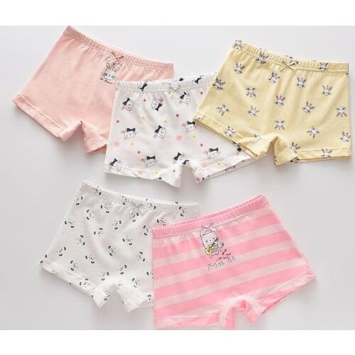 5Pcs/lot Girls Cotton Boxer Briefs Girl Panties Girls Boxer Shorts Childrens Panties Kids Underwear For 2-14 Years GU242