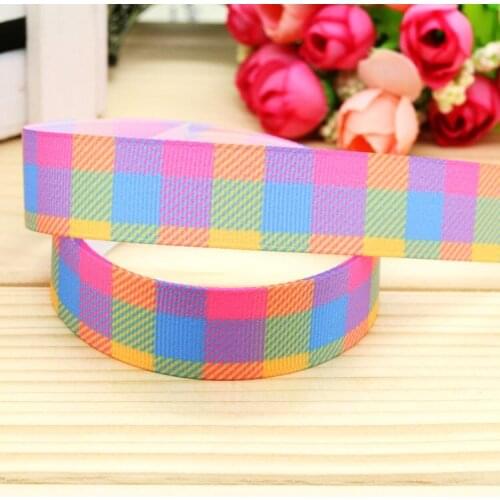 7/8'' Free shipping plaid printed grosgrain ribbon hair bow headwear party decoration wholesale OEM 22mm H4569