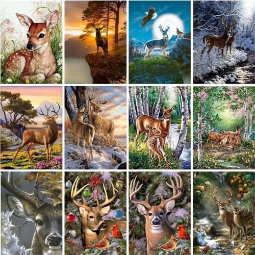 EverShine Diamond Painting Full Square Deer Cross Stitch Diamond Mosaic Animal Bead Embroidery Handicraft Picture Rhinestones