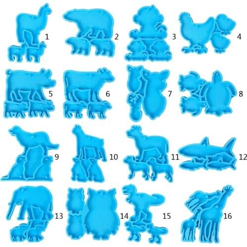 Animal Shaped Keychain Epoxy Resin Mold Key Chain Pendants Silicone Mould DIY Crafts Decorations Casting Tool Soap Making