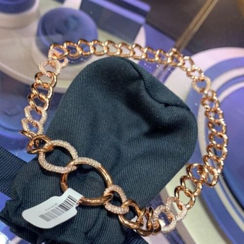 Brand 1:1High Quality Necklace Copper Black and Rose Gold Color Zircon Link Chains for Women Luxury Brand Jewelry