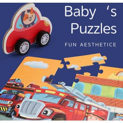 Kids Puzzle Baby Educational Learning Toys Tangram Circular Orbit Cartoon Wooden Jigsaw
