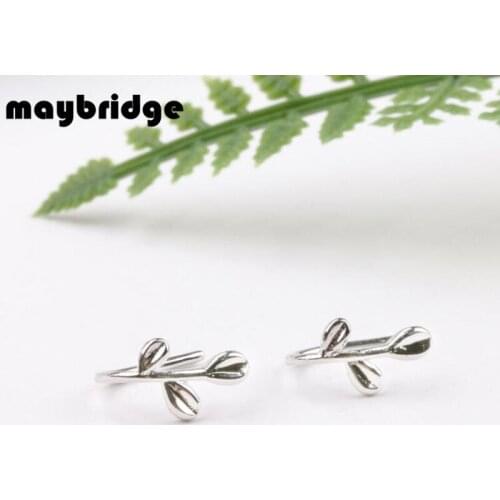 EM139 Fashion Cute Small Leaf Shaped Stud Earring Women Silver Plated Jewelry Wholesale
