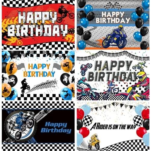 Baby Shower Backdrops Motorcycle Rider Track Balloon Newborn Backgrounds Photography Studio Photocall Decoration Props