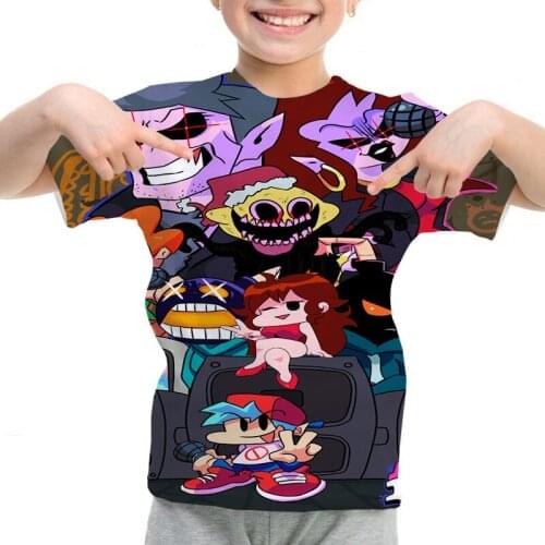 Anime T Shirt Children 3D Print Friday Night Funkin T-shirt Summer Kids Cute T shirt Boys Girls Casual Tshirt Toddler Tops Tees