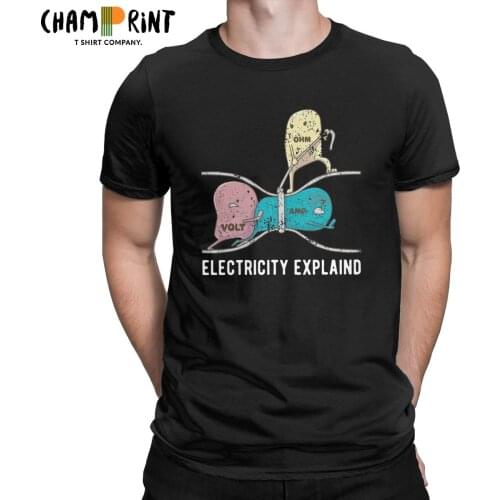 Electricity Explained Ohm Volt Amp Physics Nerd Gift T-Shirt for Men Ohms Law Vintage Pure Cotton Tees T Shirts Classic Tops