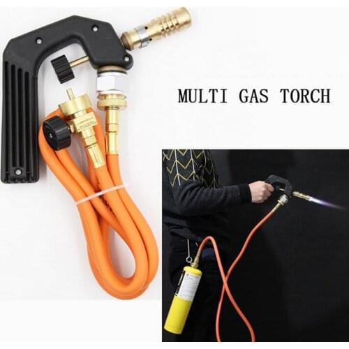 Mini Gas Torch MAPP Soldering Gas Torch Brazing Gun with Handle 1.5 meter Tube Propane Welding Plumbing for One Pound Cylinders