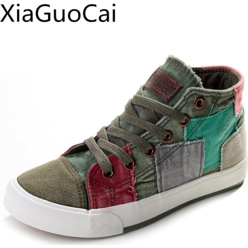 High Top Fashion Women Canvas Shoes Spring and Autumn Lace Up Female Sneakers Stars Student Flats for Girl Z555 35