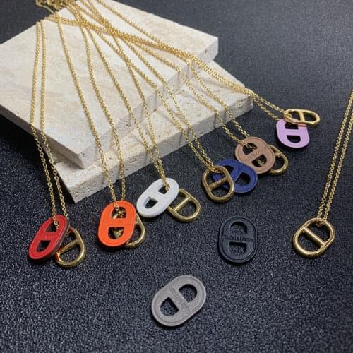 Leather Pig Snout Fold Down Nose necklace Gold Color Cowhide Collarbone Chain Fashion Women Jewelry Luxury Designer 2021