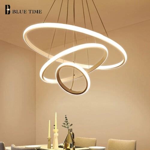 Creative Modern Home LED For Living Room Bedroom Dining Room White&Black&Golden&Coffee Circle Frame LED Chandeliers AC 110V 220V
