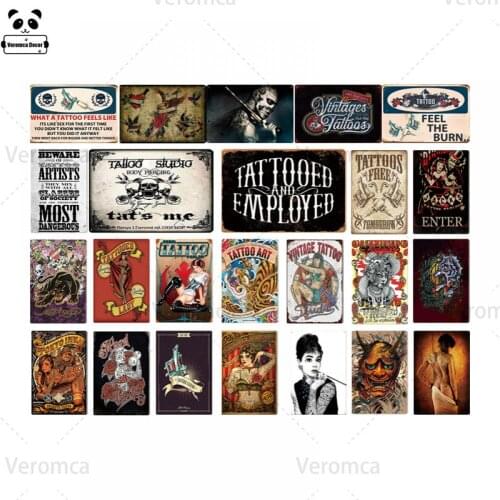 Tattoo Metal Poster Metal Sign Tatoo Shop Decor Decorative Iron Plate Wall Decor Shabby Chic Tin Sign