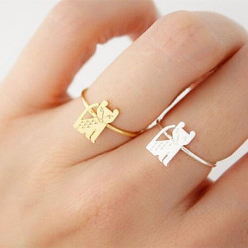 Fashion cat rings flat engraving cat rings pure manual copper rings and color